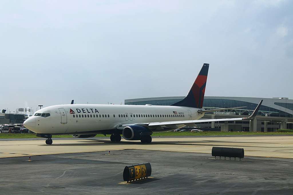 A Delta Air Lines 737-800 parked at Atlanta.