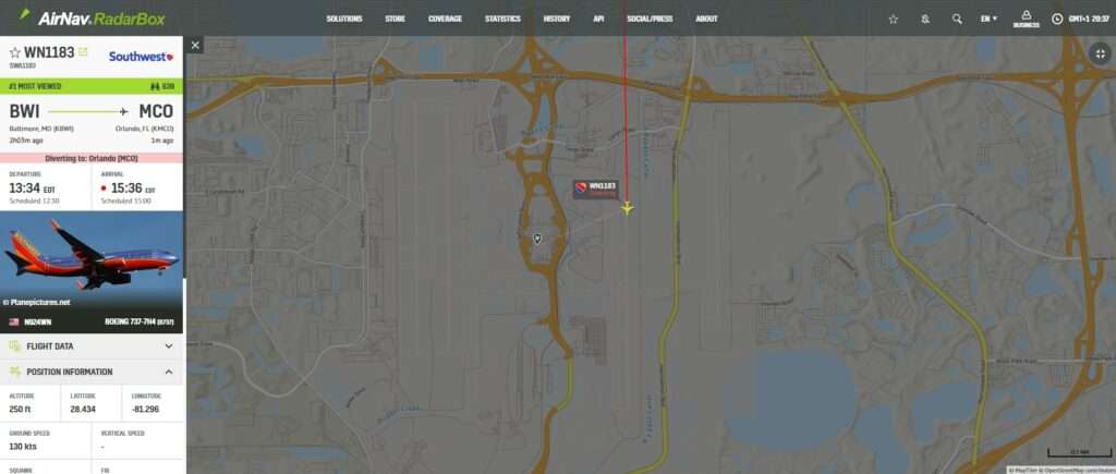 Southwest Flight Declares Emergency, Diverts to Orlando. Originally inbound to West Palm Beach!