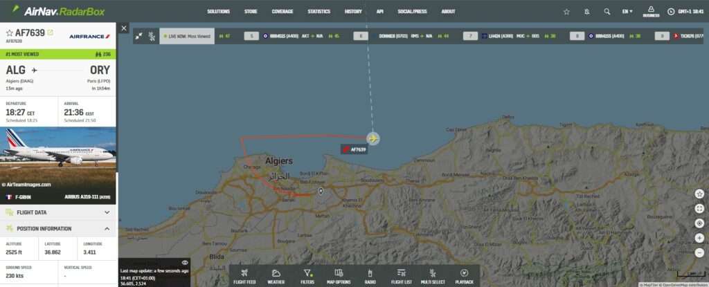Air France A319 Declares Emergency in Algiers