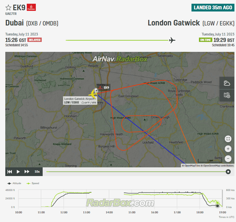 Emirates A380 Stuck on Runway at London Gatwick