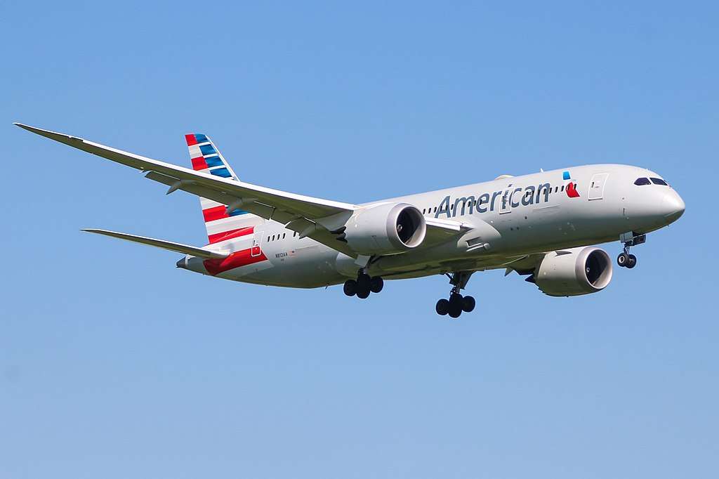 American Airlines Boeing 787-8 N812AA in flight.