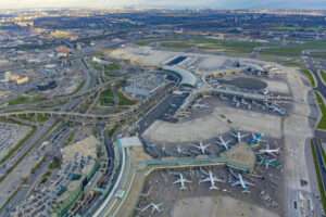 An aerial view of Toronto Pearson International Airport