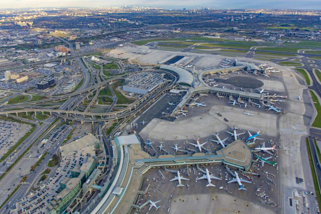 An aerial view of Toronto Pearson International Airport