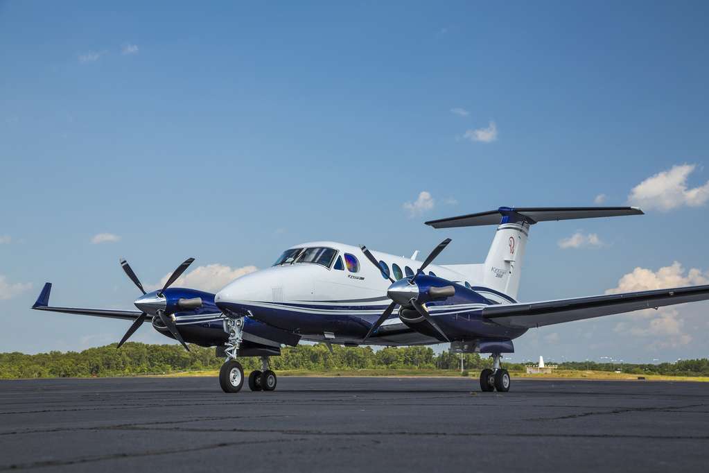 A Beechcraft King Air 260 parked on the tarmac.