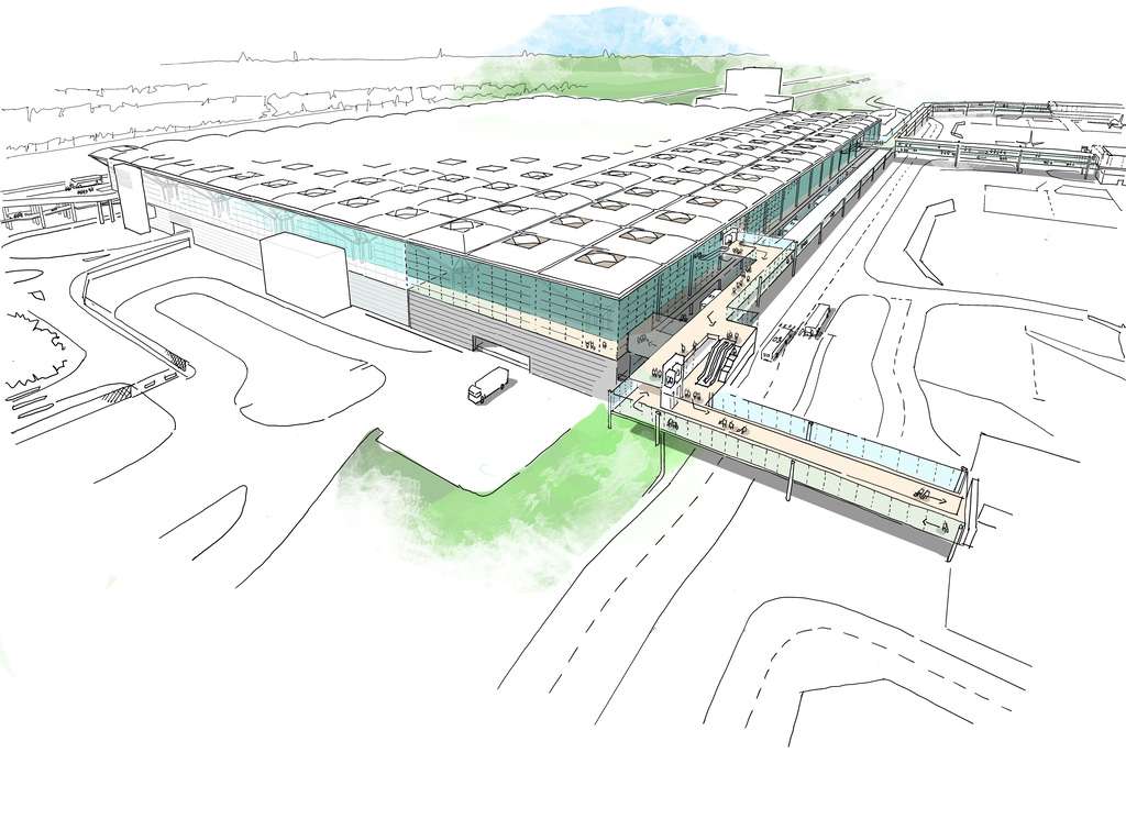 Artists depiction of new London Stansted Airport terminal building development
