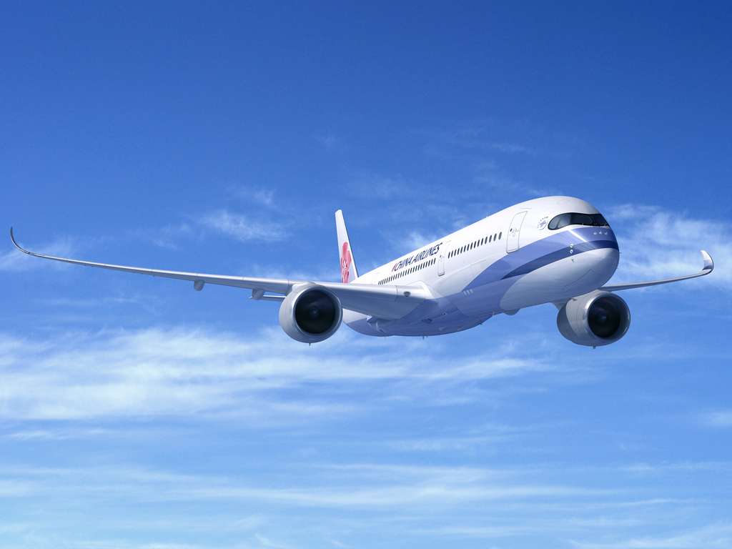 A China Airlines A350 in flight.