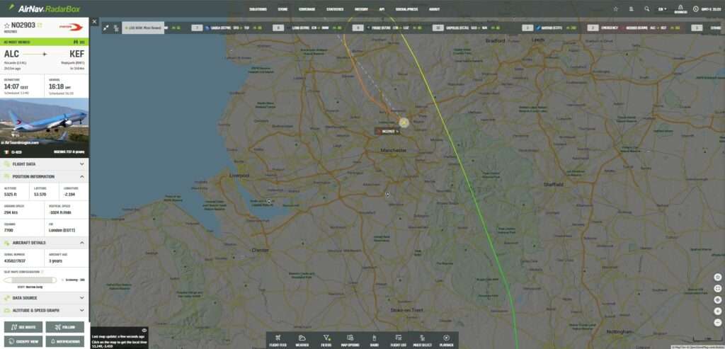 Neos Flight from Alicante to Keflavik Declares Emergency - Diverts to Manchester.