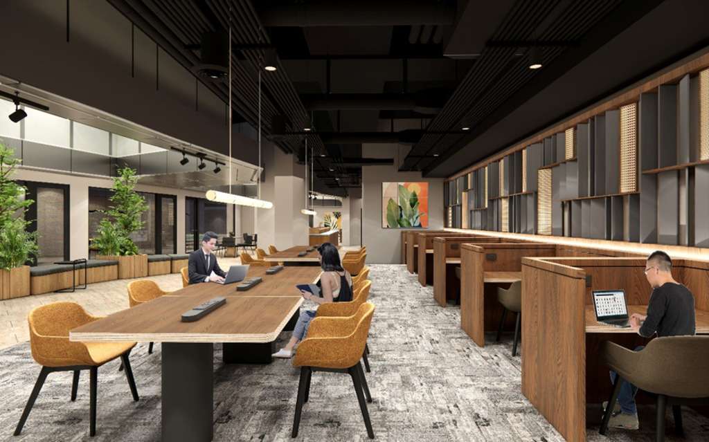 Render of new co-working space at Singapore Changi Airport.