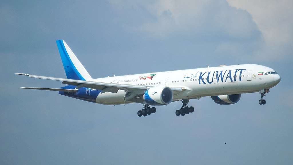 A Kuwait Airways Boeing 777 approaching to land.