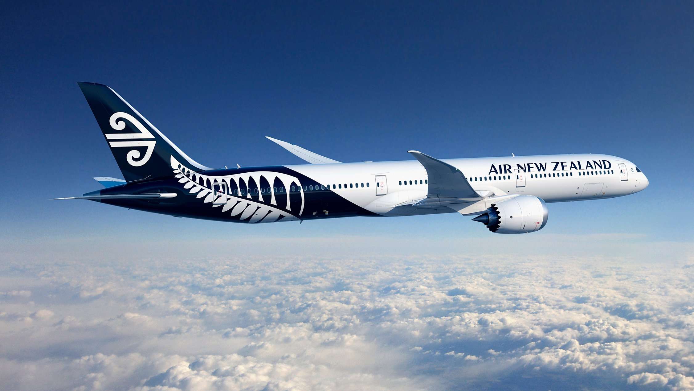 Image of a flying Air New Zealand Boeing 787
