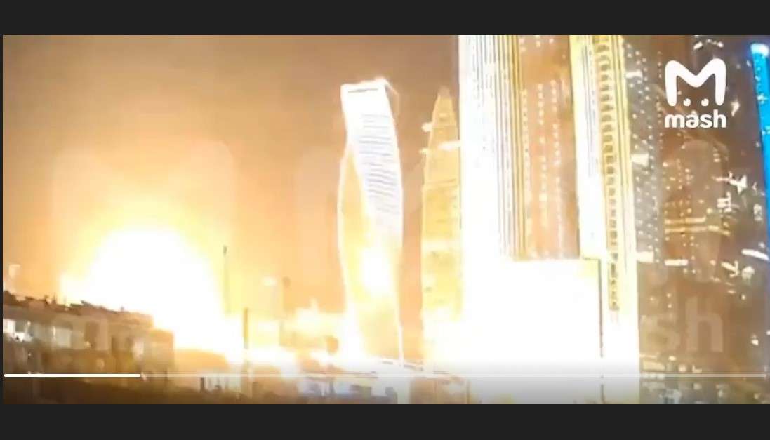Footage capturing explosion in Moscow following a drone attack.