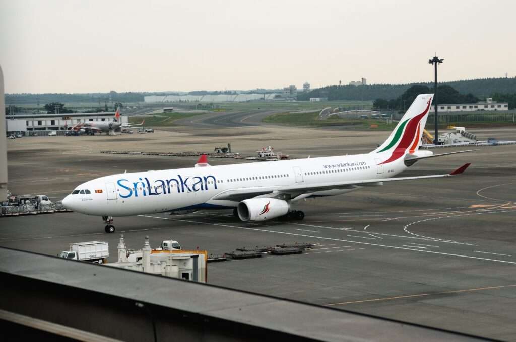 A SriLankan Airlines Airbus A330 on the tarmac.