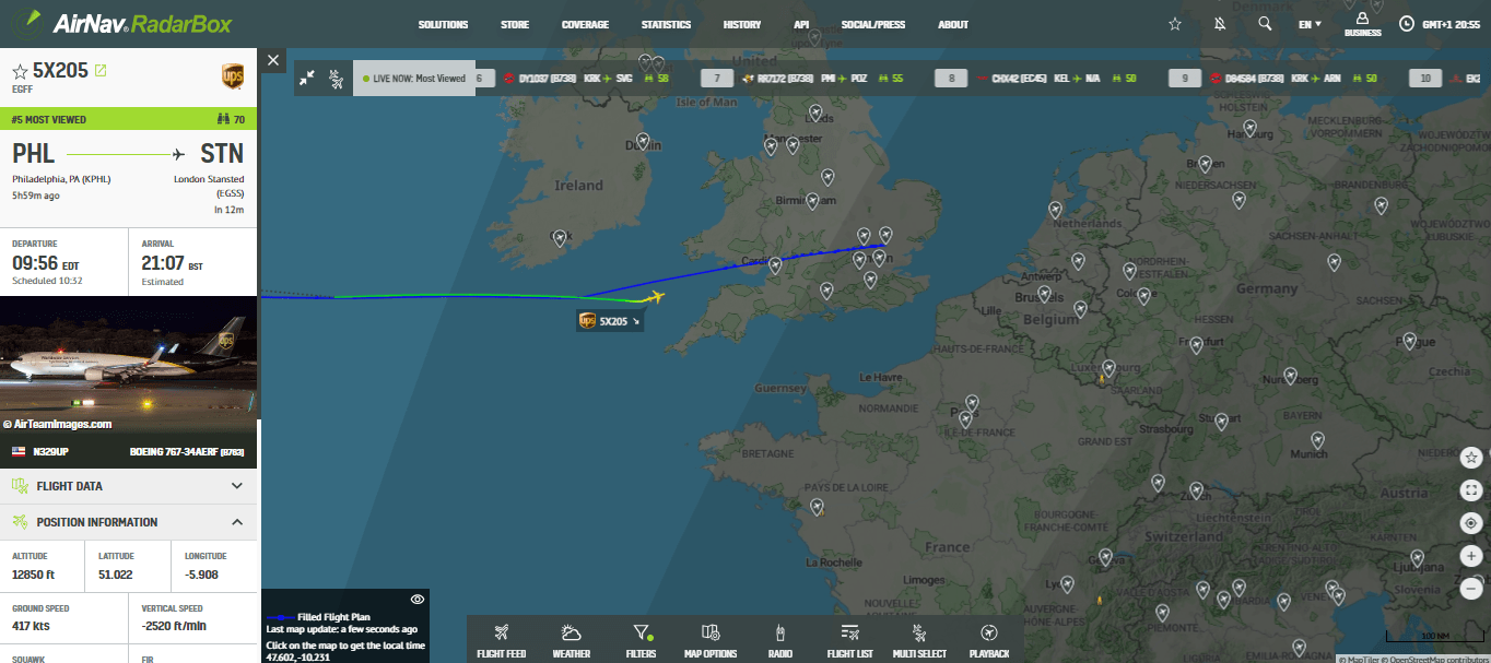 UPS Flight from Philadelphia Declares Emergency - Diverts to Cardiff!
