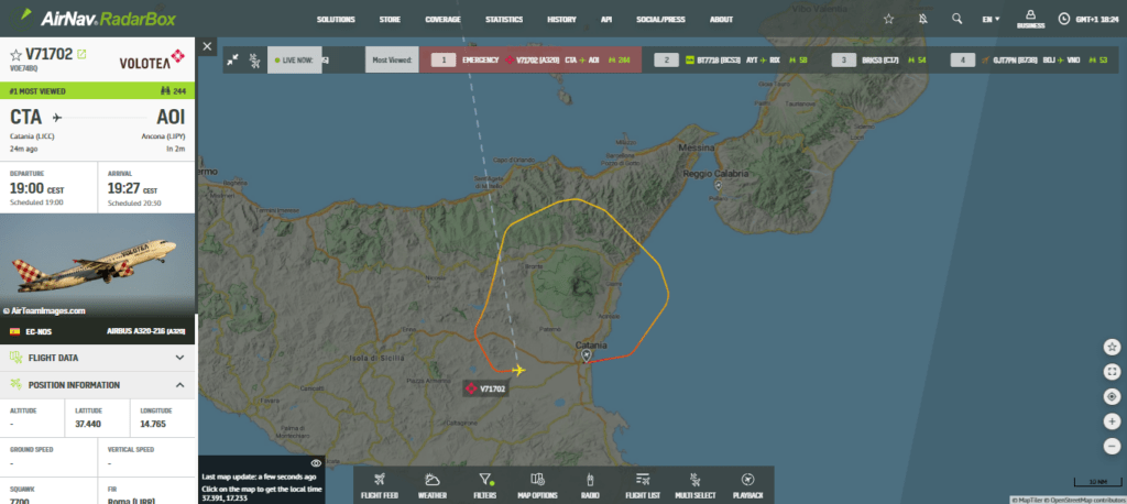 Volotea Flight Turns Back to Catania Minutes After Departure