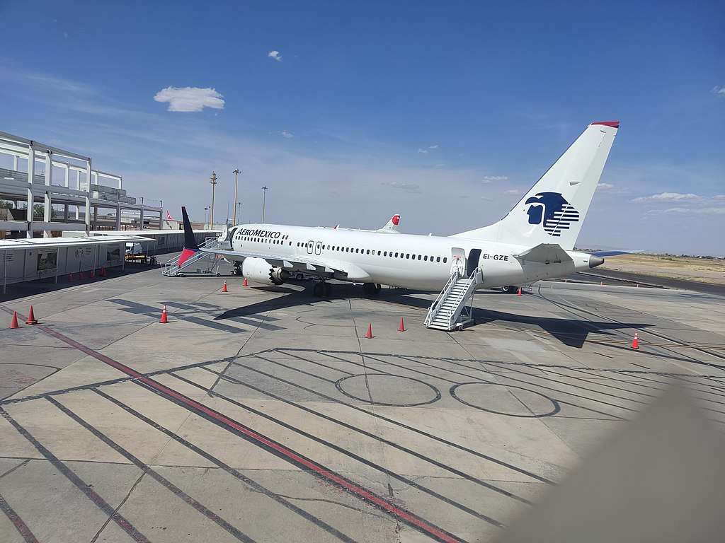 An Aeromexico Boeing 737 parked on the tarmac in Mexico.