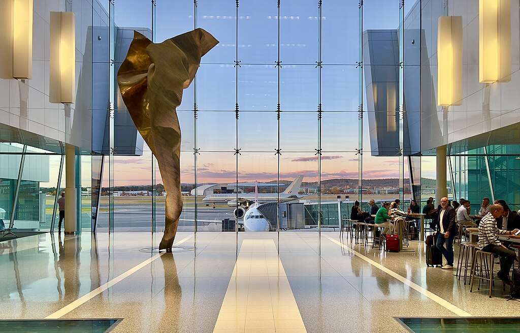 Interior view of Canberra Airport terminal.