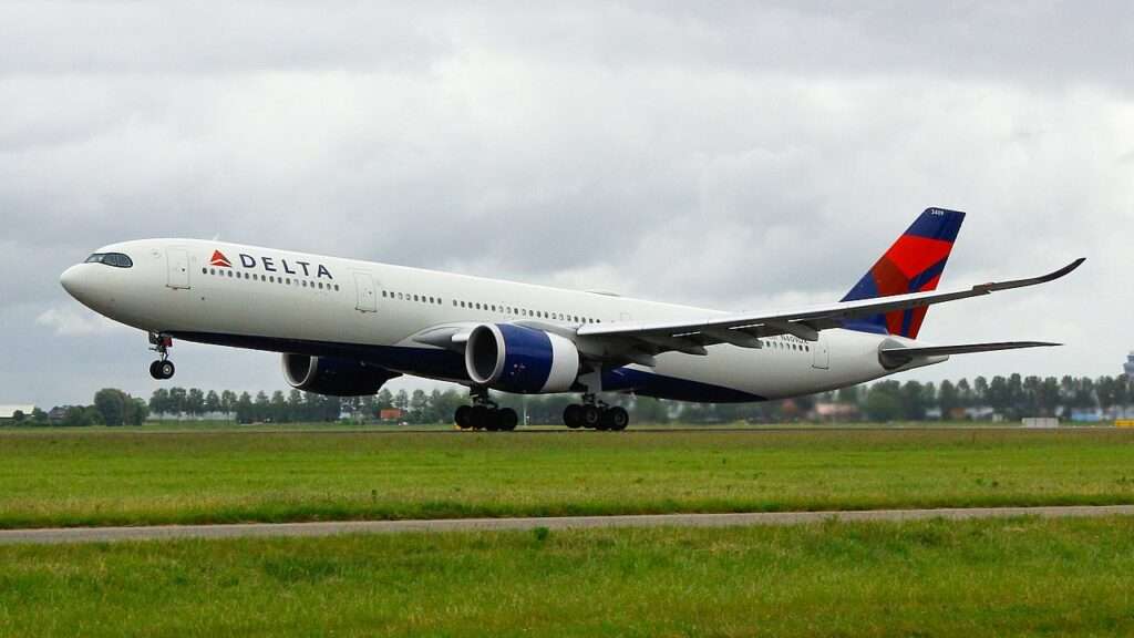 A Delta Air Lines Airbus A330 takes off