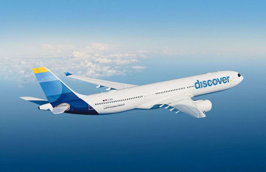 Render of Discover Airlines aircraft in flight.
