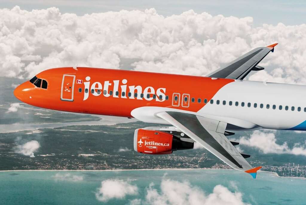 A Canada Jetlines Airbus in flight.