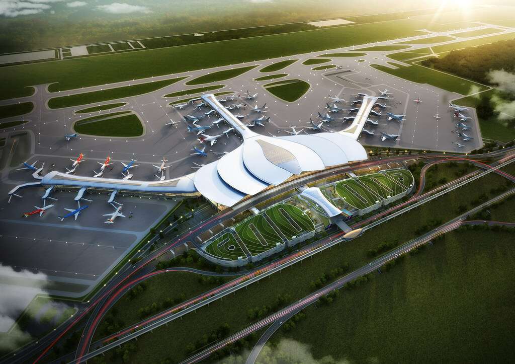 render of new Vietnam Long Thanh Airport layout.