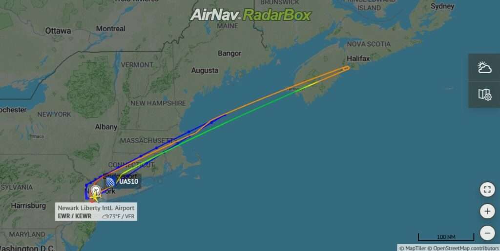 United Airlines 777 to Rome makes return to New York Newark