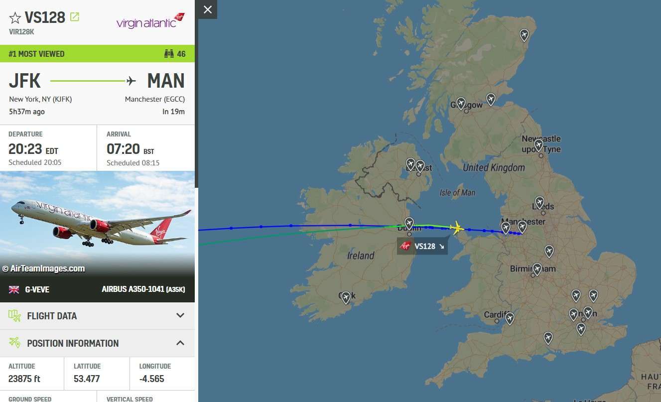 Virgin Atlantic A350 from New York to Manchester declares emergency
