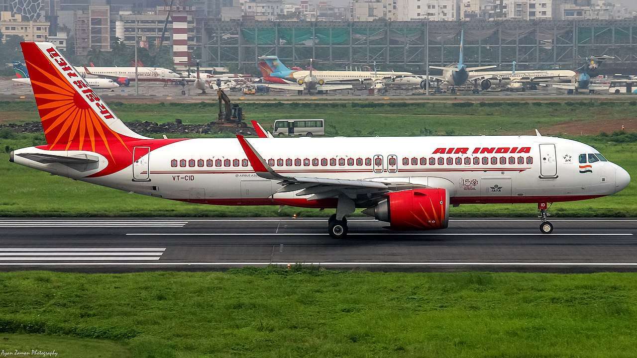 An Air India Airbus A320 lines up for takeoff.