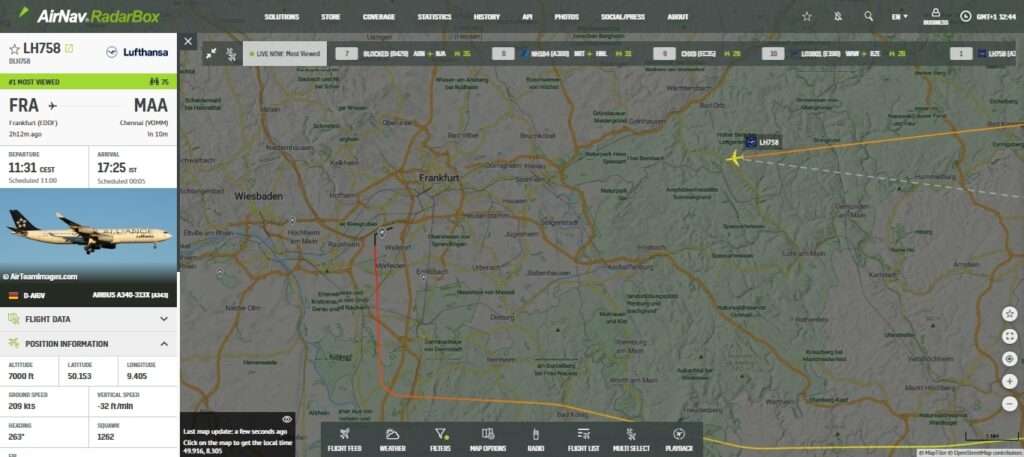 Lufthansa A340 to Chennai Turns Back to Frankfurt