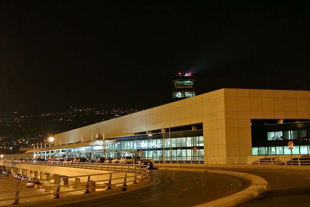 Beirut International Airport Lebanon at night.