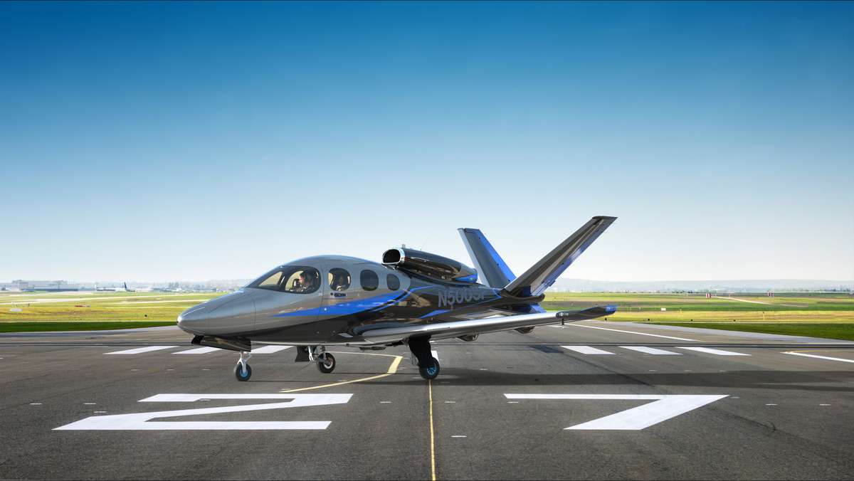 A Cirrus Aircraft Limited Edition Vision Jet on the runway.