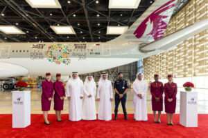 A Qatar Airways Airbus in special Expo 2023 Doha livery