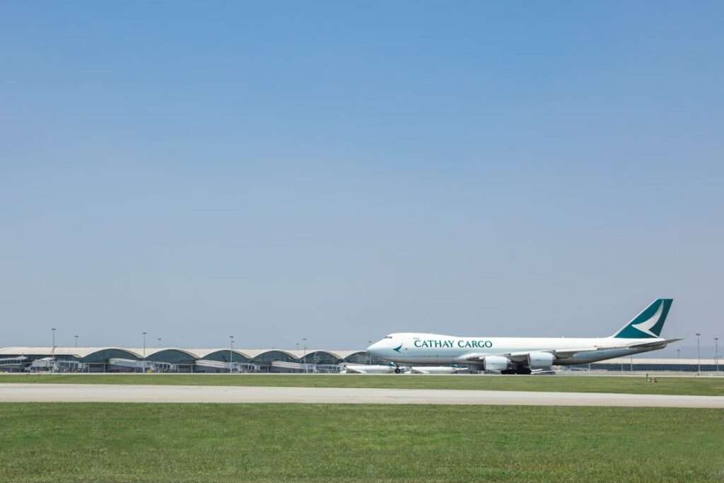 A Cathay Cargo 747 freighter on the taxiway