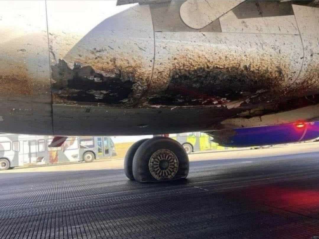 Fire damage to United Airlines Boeing 737 MAX.