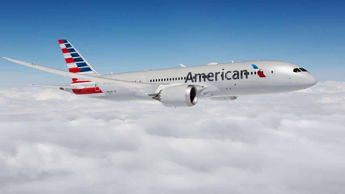 An American Airlines aircraft in flight.