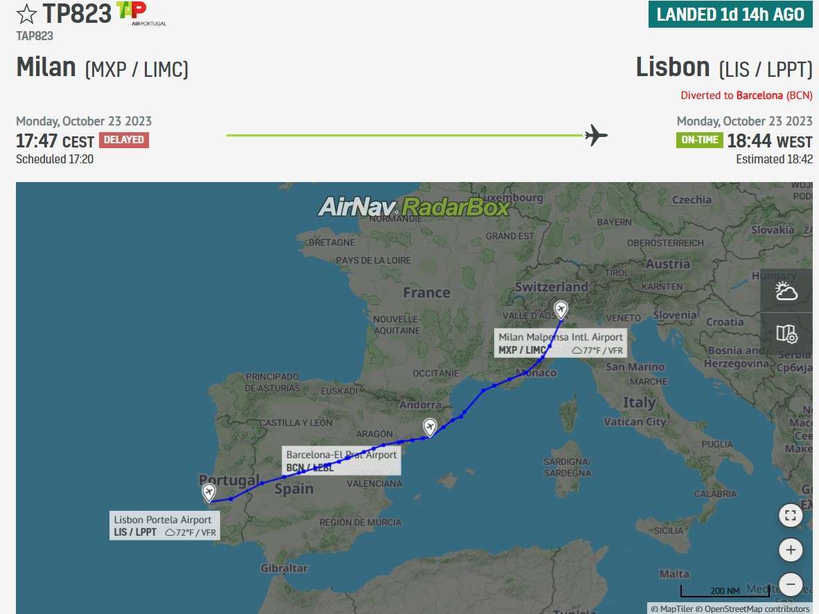 DAP Air Portugal A321 regressa a Barcelona após falha de motor