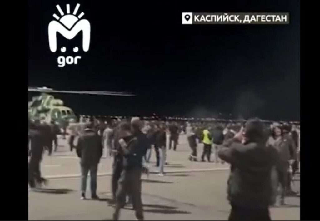 Protestors storm the runway of Dagestan airport Makhachkala International Airport.