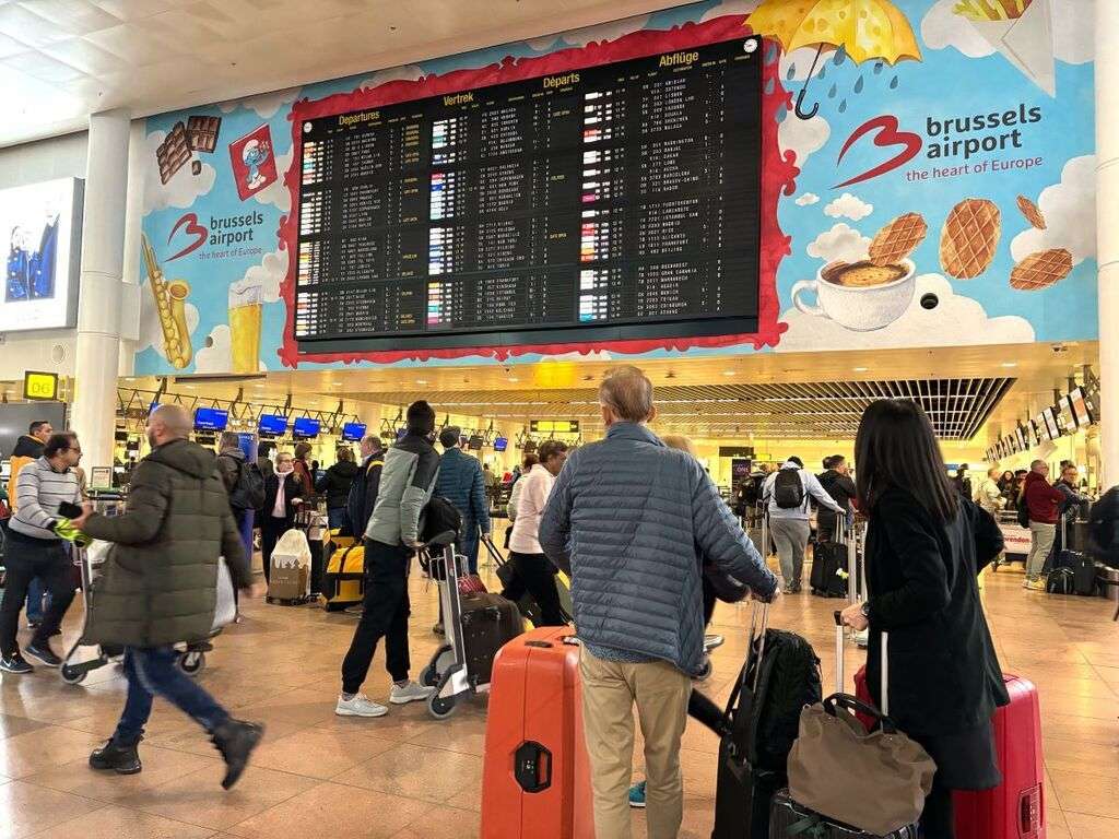 Passengers in Brussels Airport main terminal.