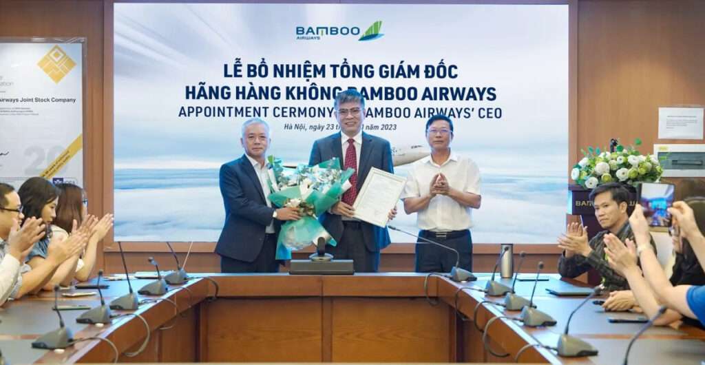 Bamboo Airways new CEO is welcomed at reception in Vietnam.