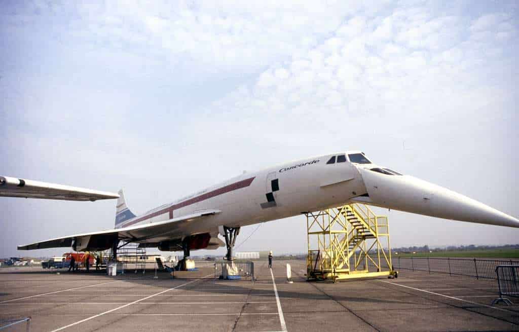 A Concorde with nose drooped to 12.5 degrees down.