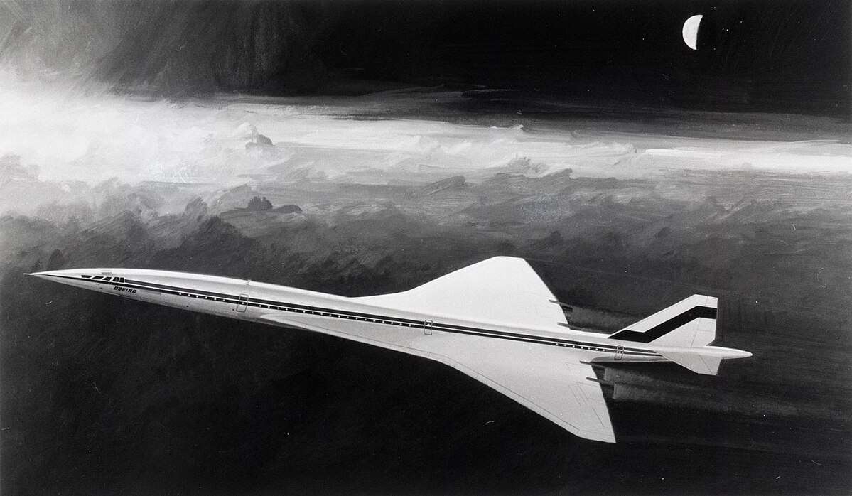 Design drawing of Boeing 2707 SST supersonic aircraft.