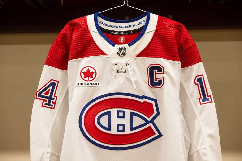 A Montreal Canadiens away jersey with Air Canada logo.