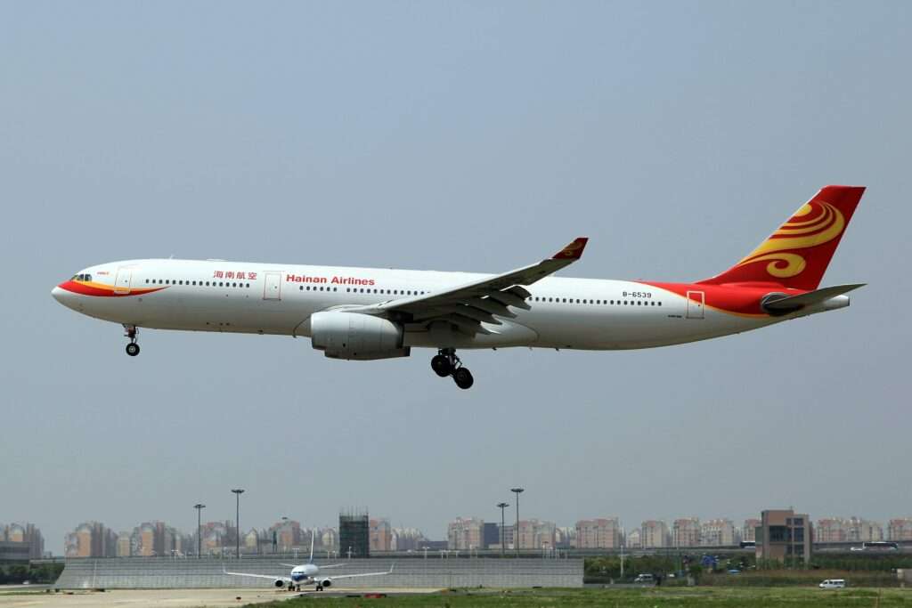 A Hainan Airlines A330 approaches to land
