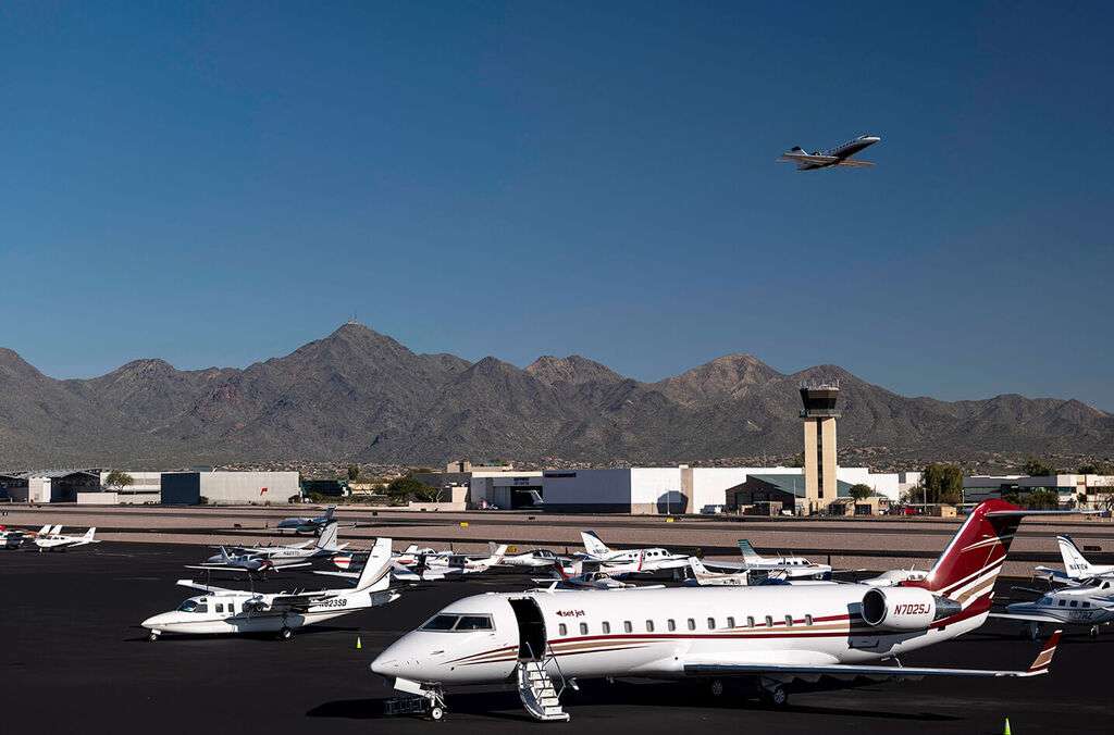 Business aviation jets at Scottsdale Airport.