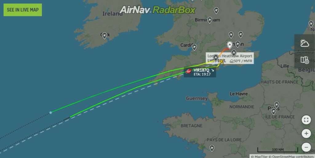 Virgin Atlantic Flight to Bridgetown U-Turns Back to London