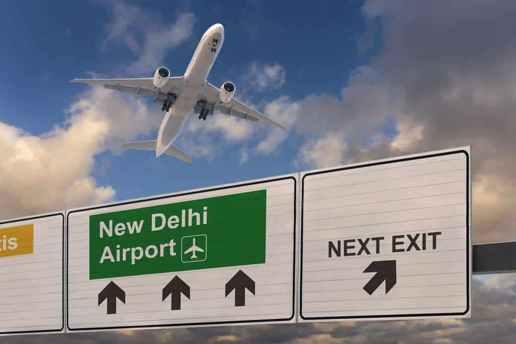 A flight takes off from India New Delhi airport.
