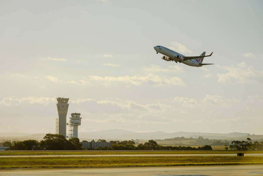 A Virgin aircraft takes off from Melbourne Airport.