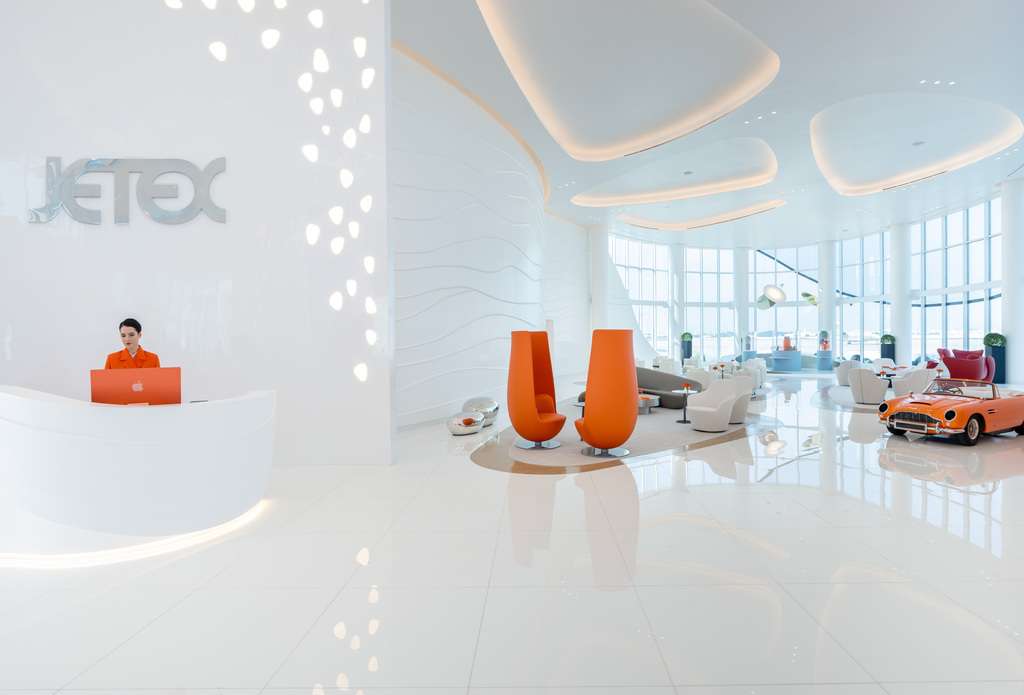 Interior of new Jetex terminal at Abu Dhabi Al Bateen Executive Airport.