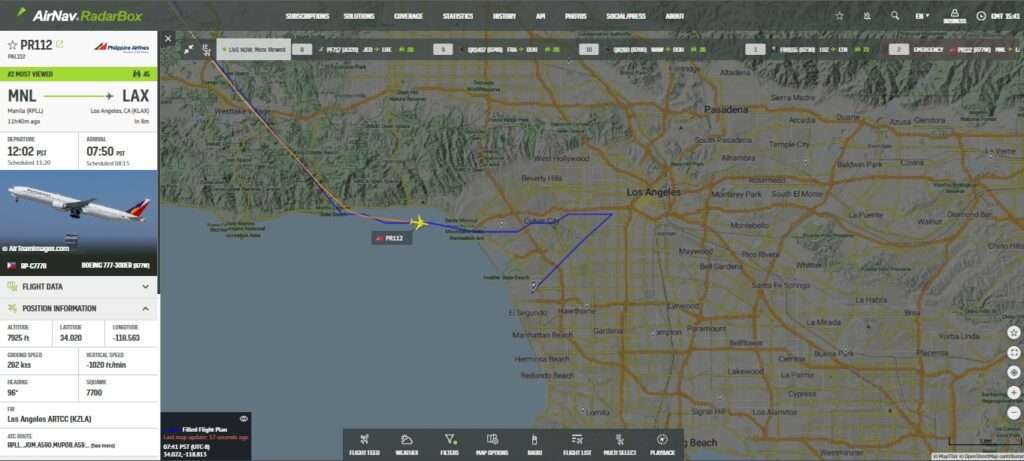 Philippine Airlines 777 Manila-Los Angeles Declares Emergency