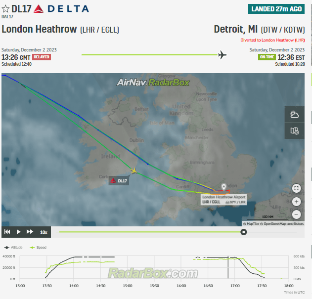 Delta Flight to Detroit Makes Emergency Landing in London