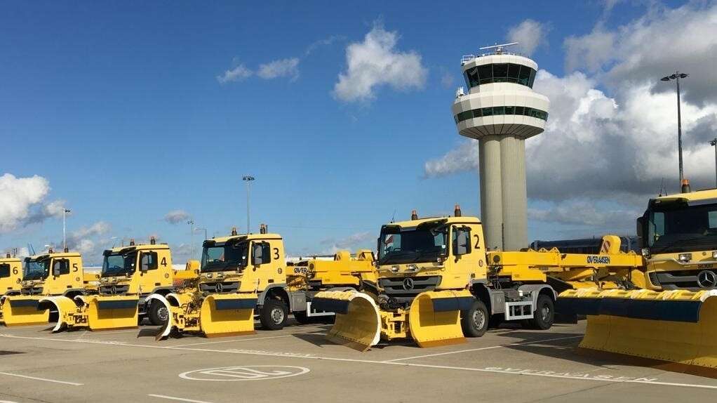Snow ploughs parked at London Gatwick Airport